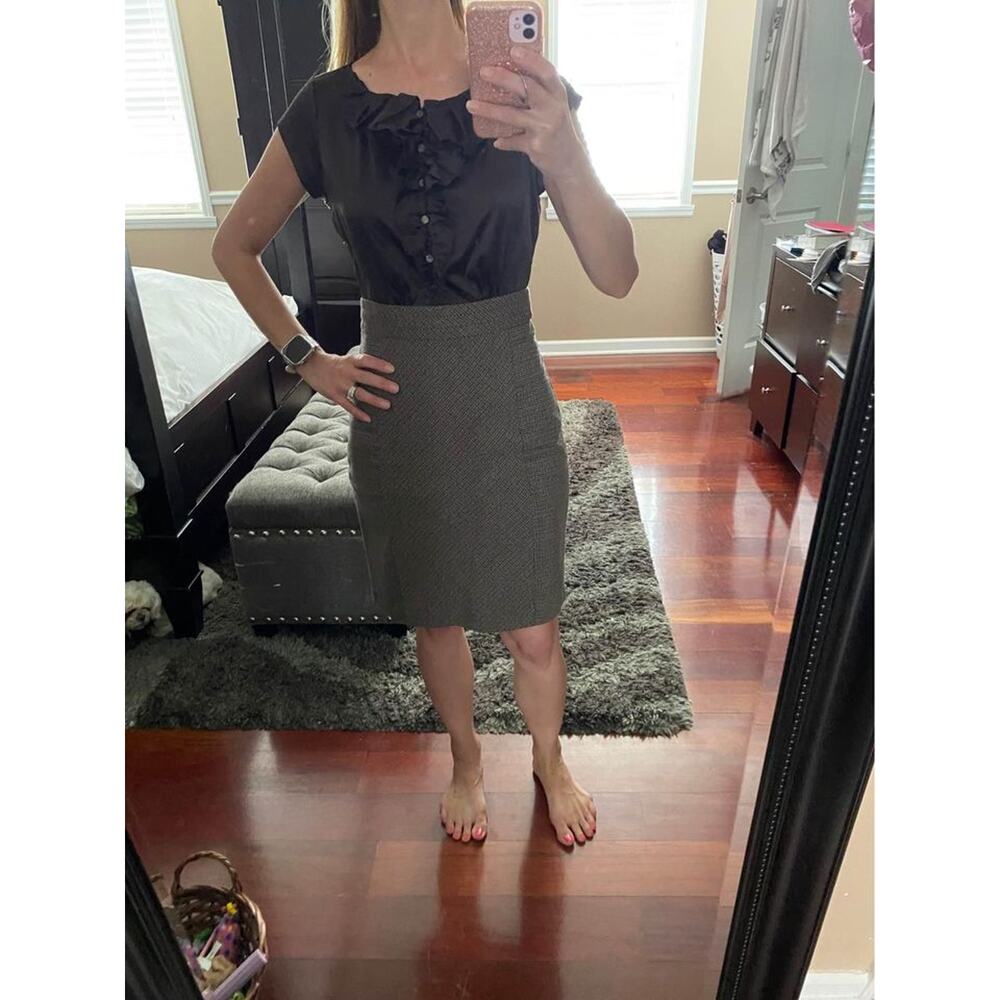 Women’s Size 2 Dress Silk Brown Tweed Gray Fitted Office Classic Pencil Dress